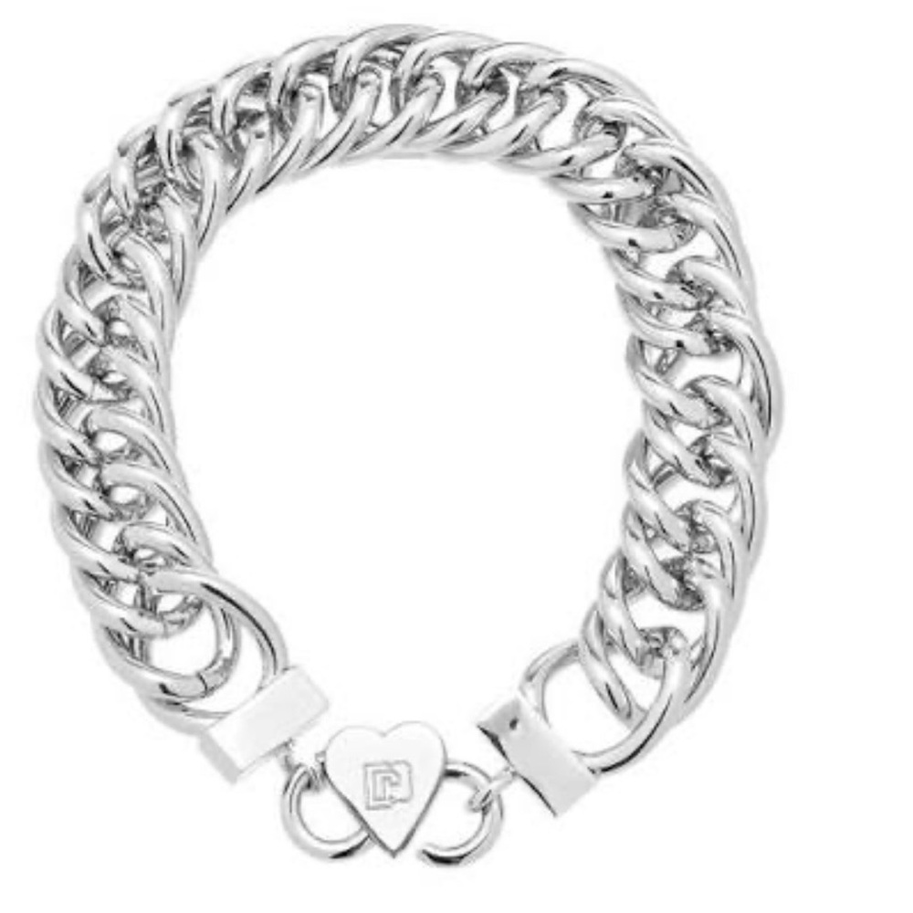 Auth Paco Rabanne Heart Lock
Chain Choker Necklace Silver